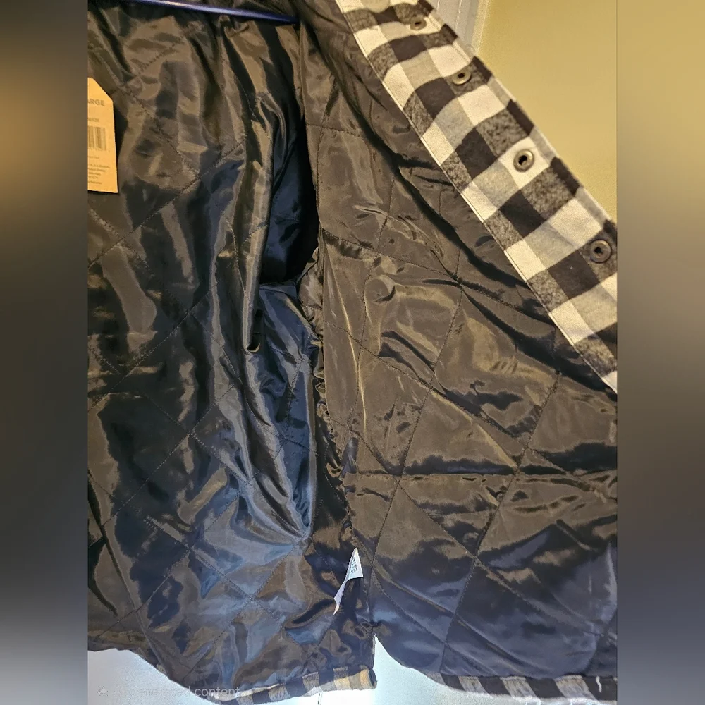 Infinity Apparel White Black Plaid Flannel Shirt Jacket Hood Lined Mens 3XL  NWT